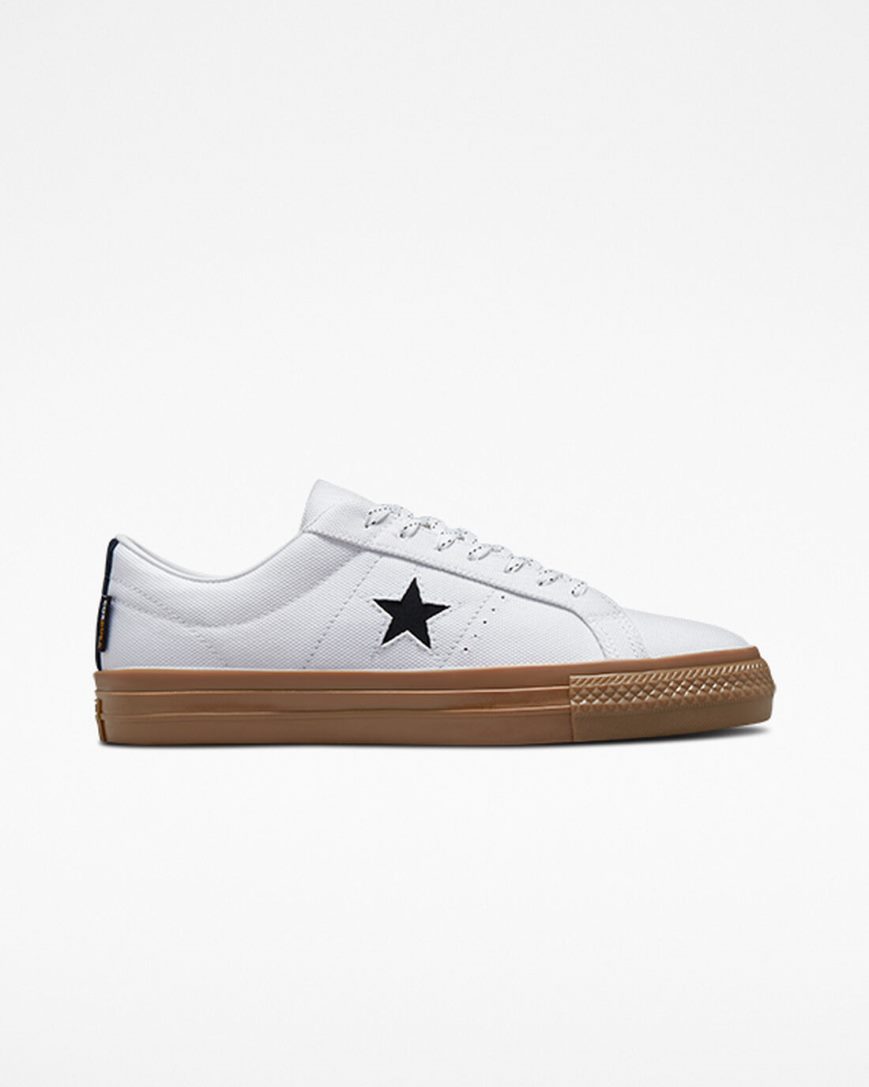 Zapatillas Skate Converse One Star Pro Cordura Canvas Mujer Blancas Negras | PE W08E7P